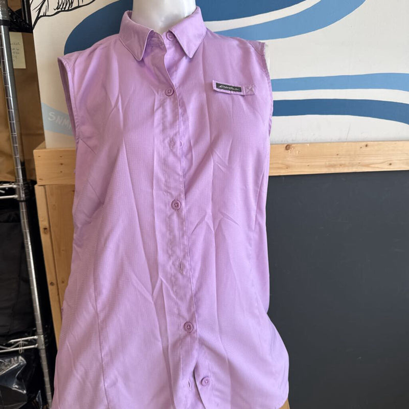 Eddie Bauer - Button Tank Polo Shirt - MSRP $85: Purple-Pink-women-SM