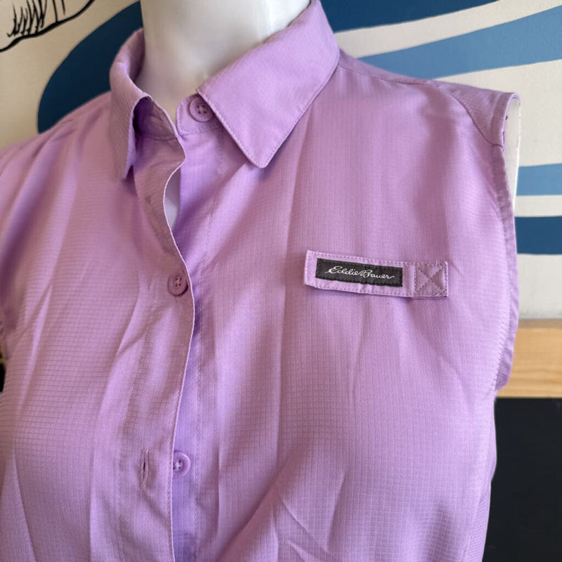 Eddie Bauer - Button Tank Polo Shirt - MSRP $85: Purple-Pink-women-SM