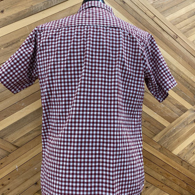 Road Block - Men's Short Sleeve Plaid Button-Up Shirt : Red / White-men-LG