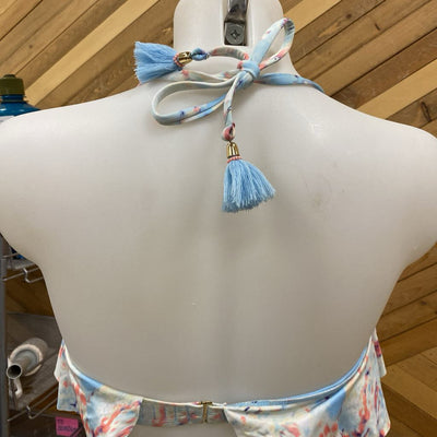 La Vie en Rose Aqua - Women's Patterned Bandeau Bikini Top - MSRP $46 - MSRP$30: Blue / Pink / Purple / Yellow-women-MD