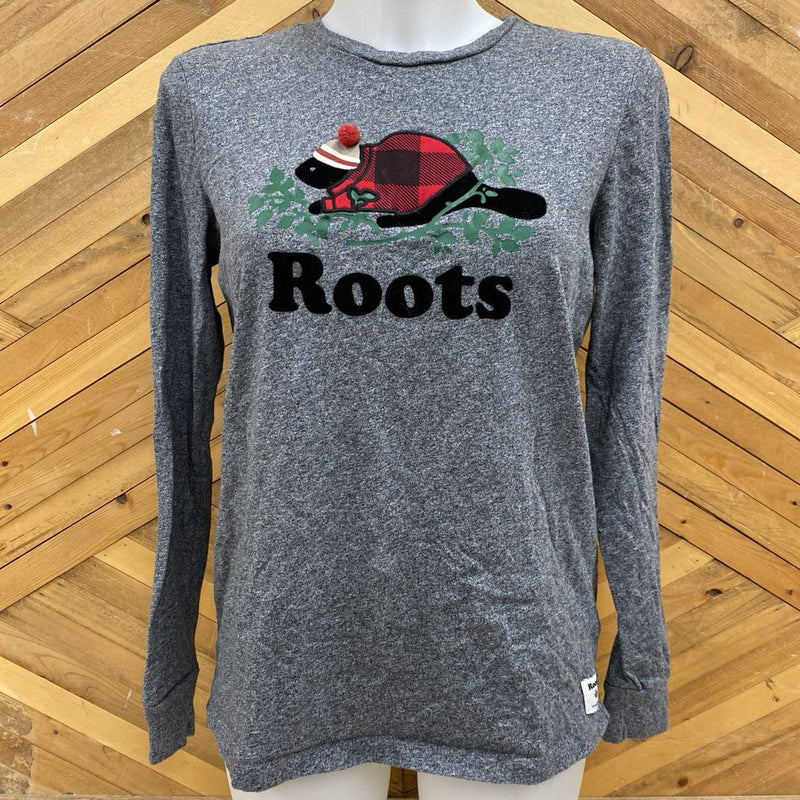 Roots - Long Sleeve Shirt : Gray/Red/Green -women-SM