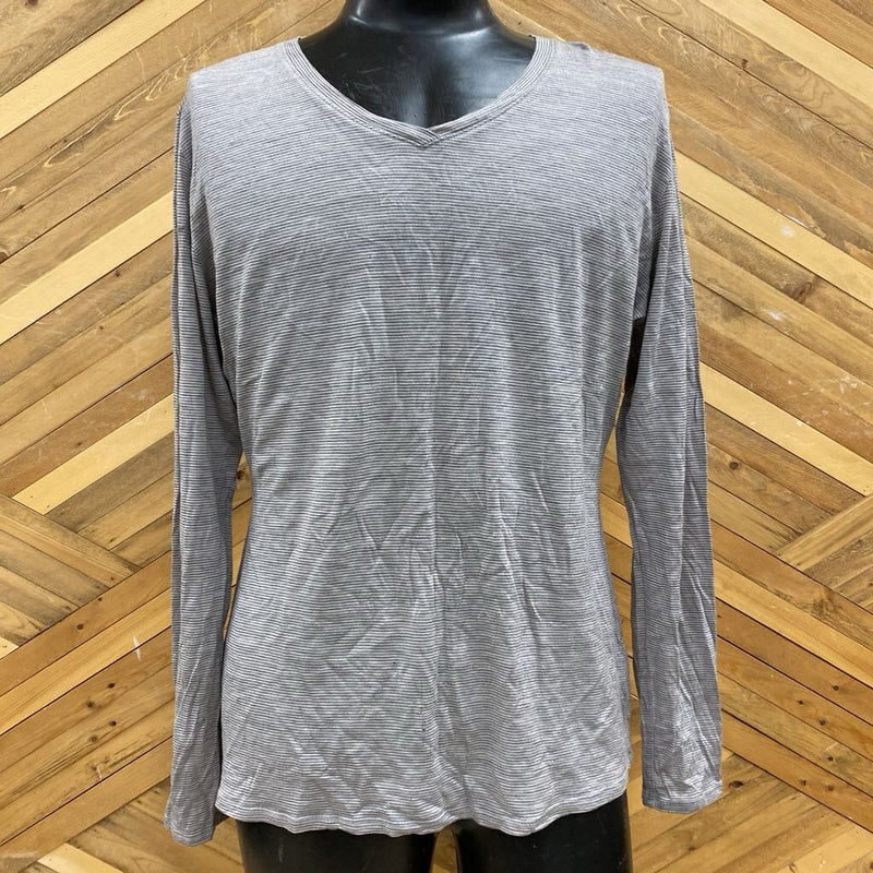 Segments - Long Sleeve V-neck Shirt : Gray/White-men-XXL