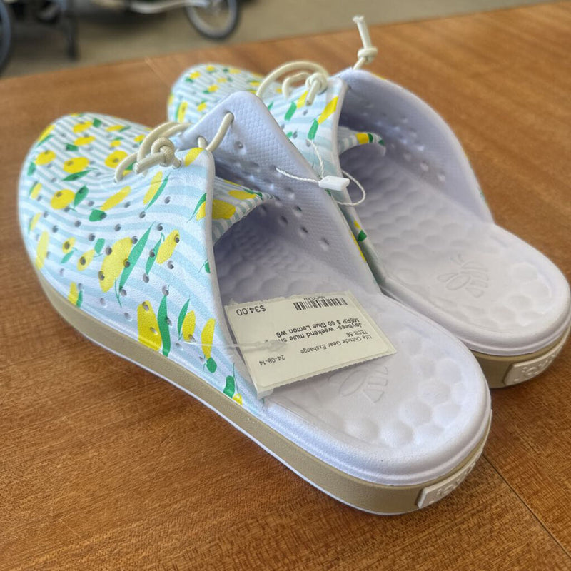 Joybees- weekend mule shoe- MSRP $ 60: Blue Lemon-unisex-w8