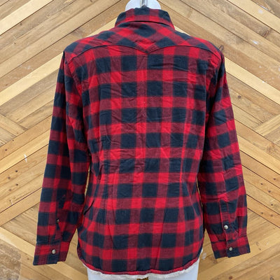 Jachs Girlfriends - Women's Fleece-Lined Flannel Shirt: Red/Black-women-MD