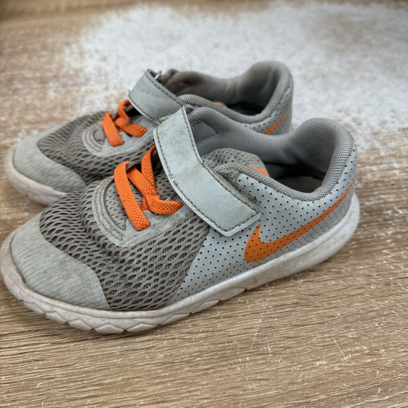 Nike- toddler shoe- MSRP $74: Grey orange -children-10T