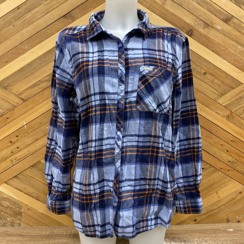 Columbia- button down flannel- MSRP $69: Blue -women-XK