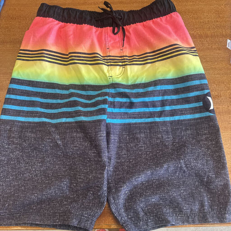 Hurley - Youth Board Shorts - MSRP $50: Neon Stripe -children-XL Y