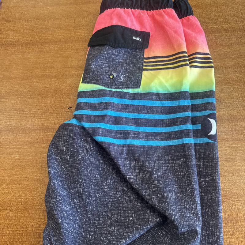 Hurley - Youth Board Shorts - MSRP $50: Neon Stripe -children-XL Y