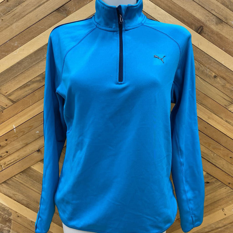 Puma- 1/4 zip sweater- MSRP $99: Teal -women-SM