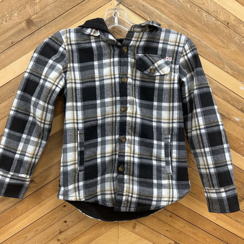 Appaman- Glen Hooded shirt- MSRP compared $89: Blablack/white plaid ck -unisex-9