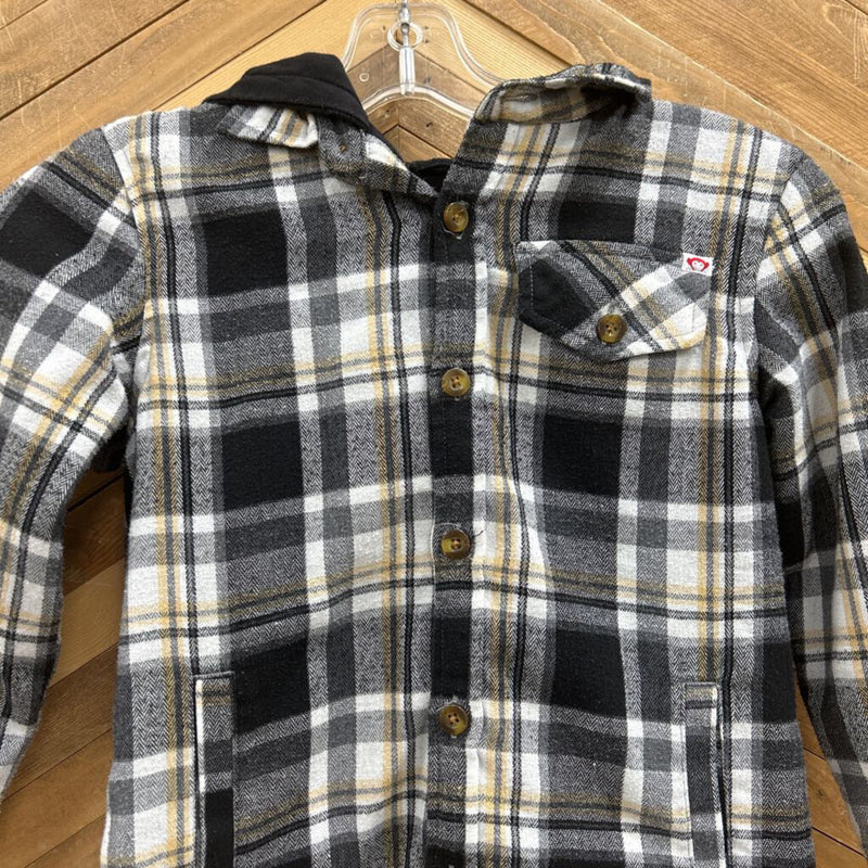 Appaman- Glen Hooded shirt- MSRP compared $89: Blablack/white plaid ck -unisex-9