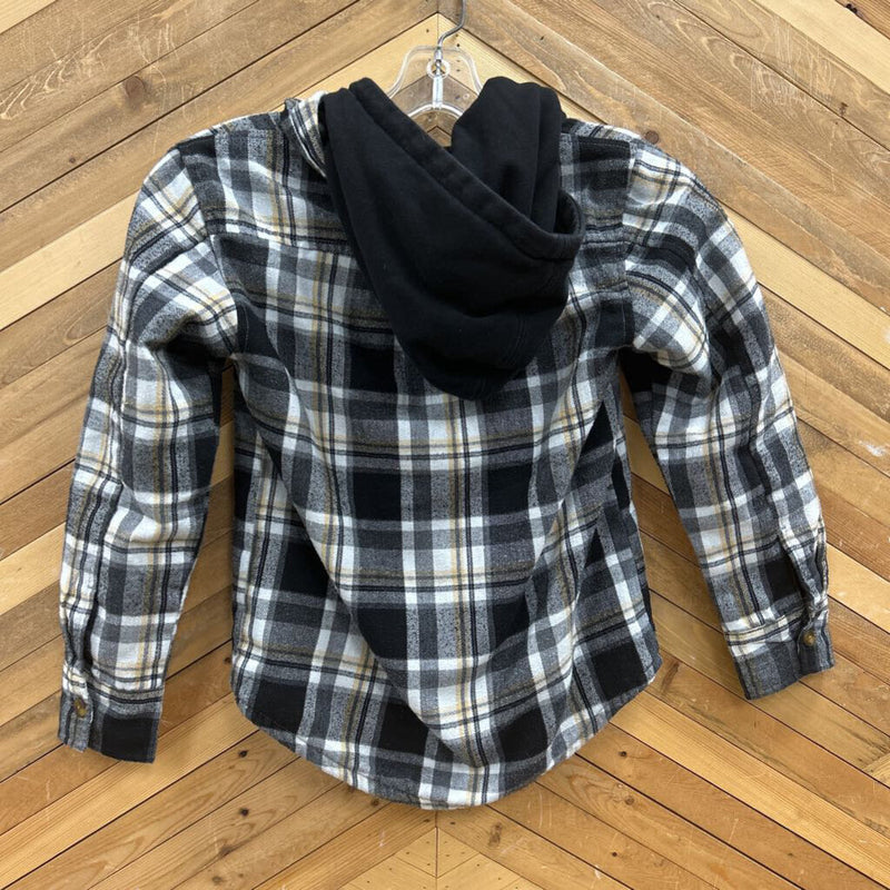 Appaman- Glen Hooded shirt- MSRP compared $89: Blablack/white plaid ck -unisex-9