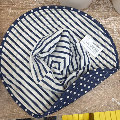 Ruffle Butts - Kid's Reversible Sun Hat - MSRP $14: Navy Blue/White-children-3T-5