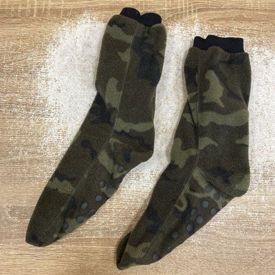 Fleece- Slipper Socks : Green Camo -unisex-Adult