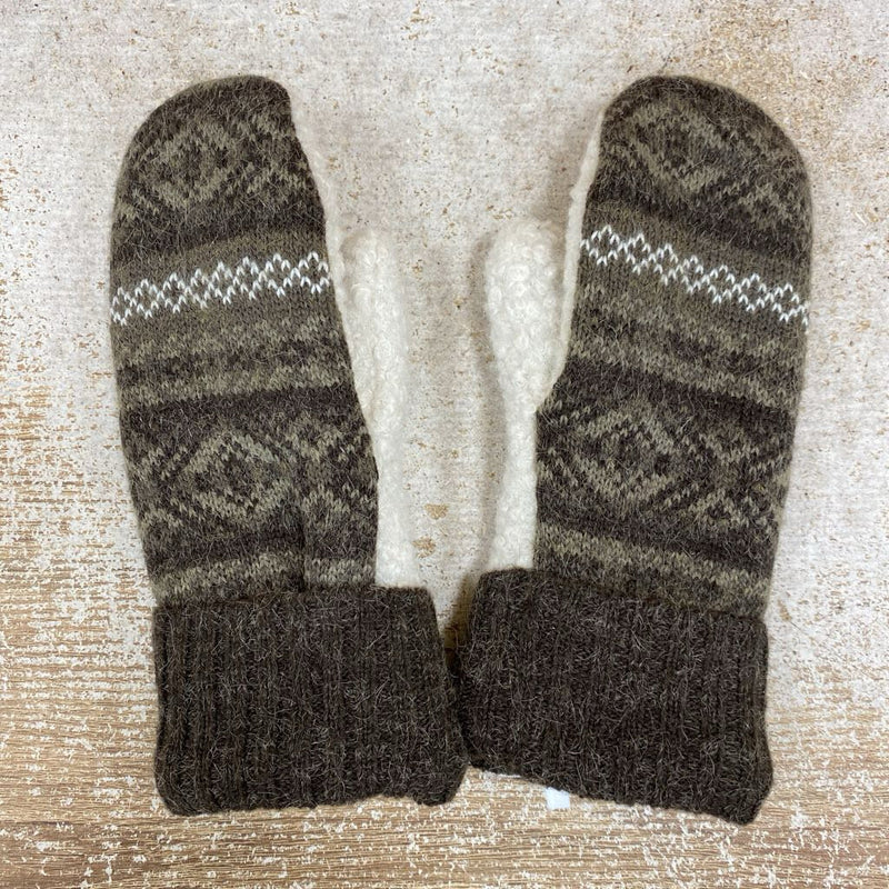 Fleece Lined sweater mitten : brown/white -children-toddler