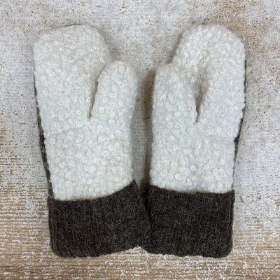 Fleece Lined sweater mitten : brown/white -children-toddler