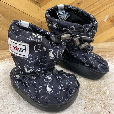 Stonz - Infant Winter Boots w/ Fasteners - MSRP$50: Black white -children-LG