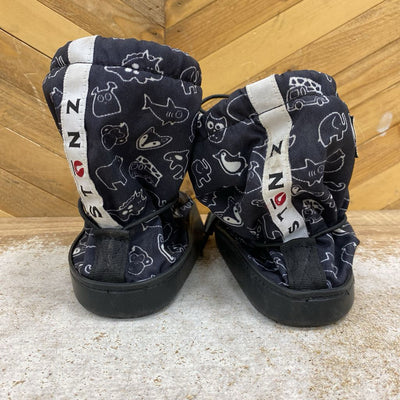 Stonz - Infant Winter Boots w/ Fasteners - MSRP$50: Black white -children-LG