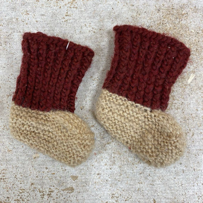 Knit wool sock : tan/red brown -children-