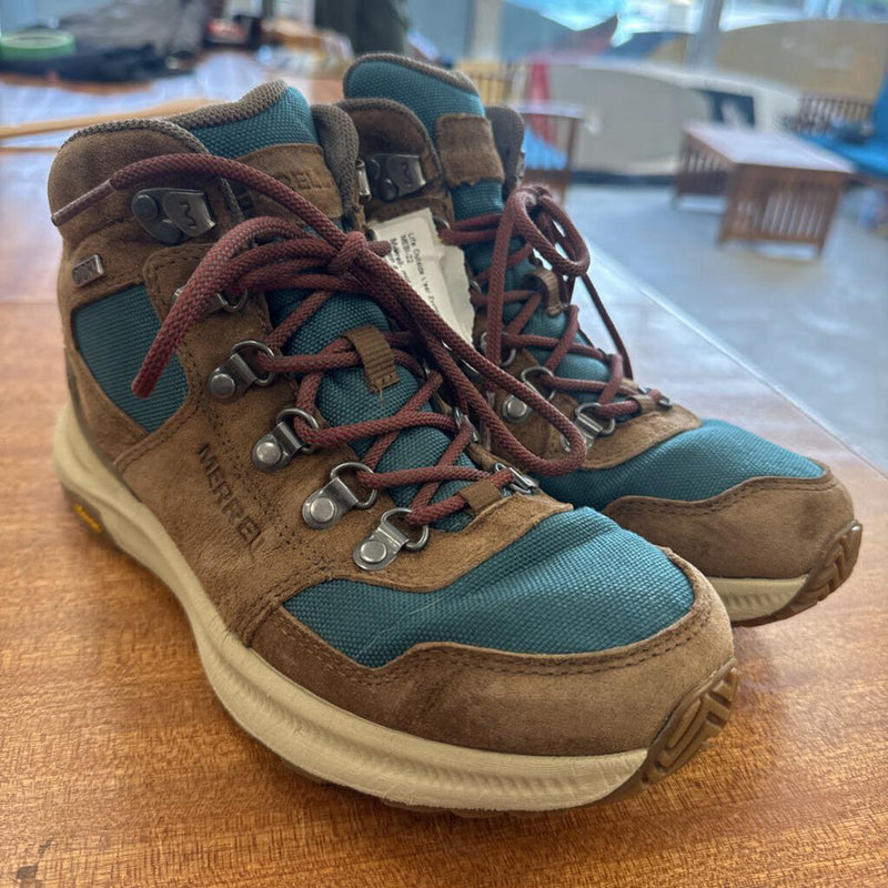 Merrell- mid hiking boot- MSRP $ 190: Brown Teal -women-6.5