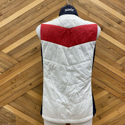 Swix- insulated Vest- MSRP compared $189: Navy white Red -women-MD