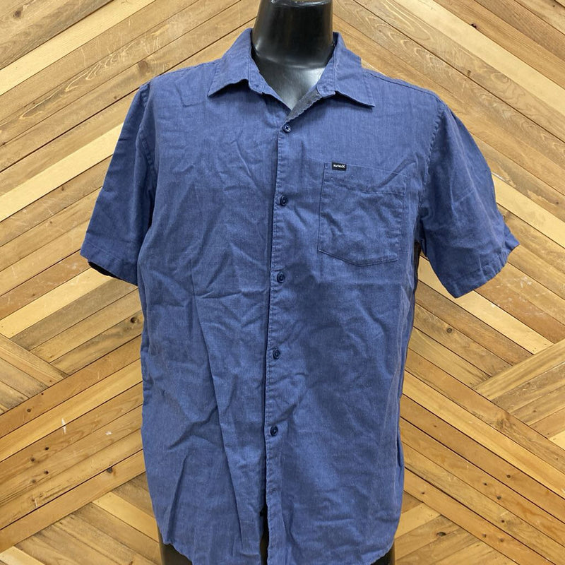 Hurley - Button Up T-shirt - MSRP $65: Blue-men-LG