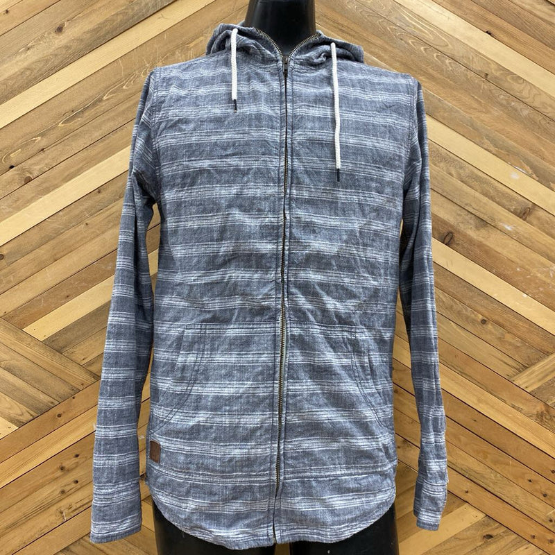 Kavu - Zip Up Hooded Shirt - MSRP $120: Grey/White-unisex-SM