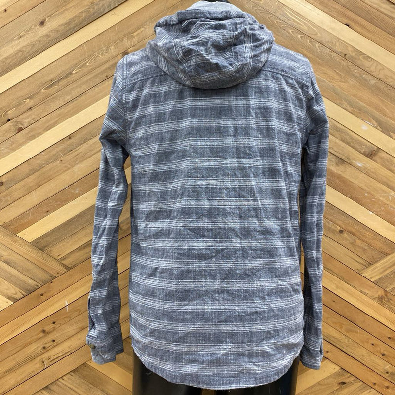 Kavu - Zip Up Hooded Shirt - MSRP $120: Grey/White-unisex-SM