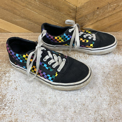 Vans - Kid's Checkerboard Shoes - MSRP $55: Black/Multi-children-2Y