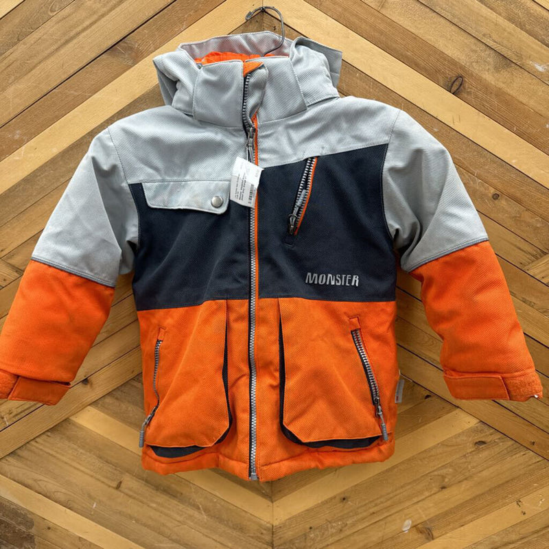 Monster- Insulated winter jacket: Grey orange-children-5T