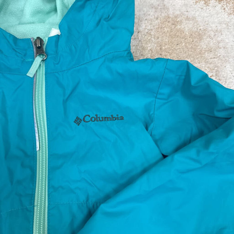 Columbia - Kids Fleece-Lined Rain Jacket - MSRP $60: Teal/Blue-children-3T