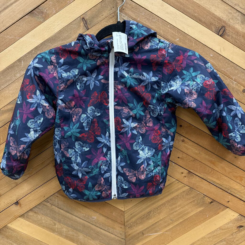 Columbia - Kids Fleece-Lined Windbreaker Jacket - MSRP $65: Blue/Floral-children-3T