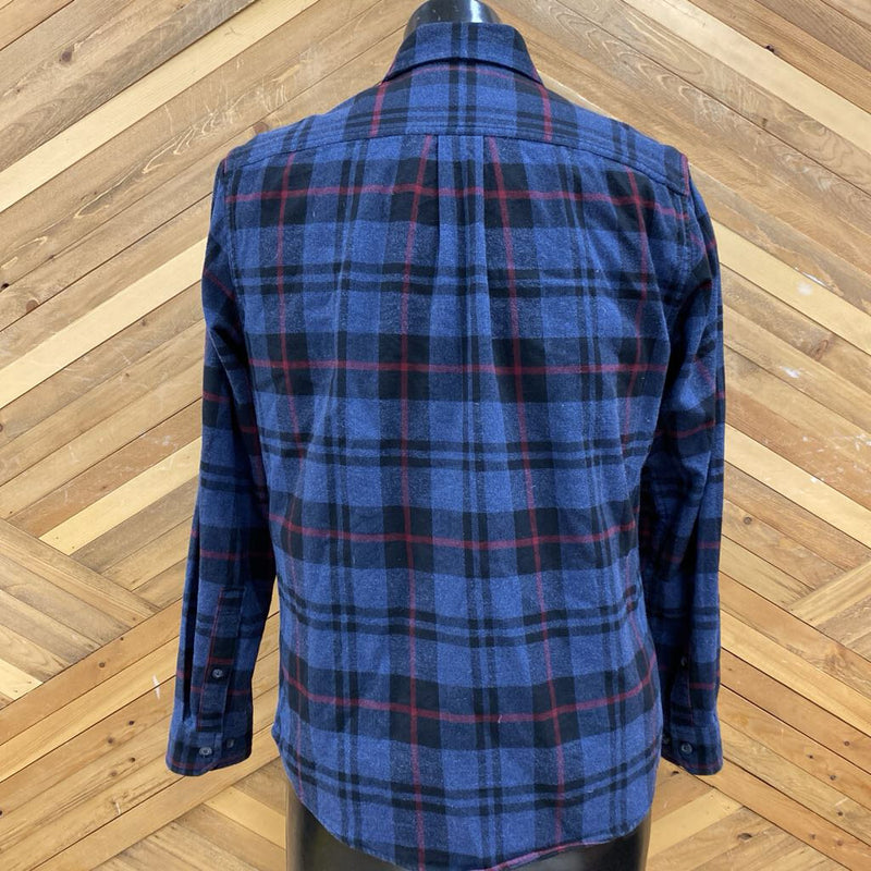 Eddie Bauer - Classic Fit Plaid Long Sleeve : Blue/Black/Red-men-SM