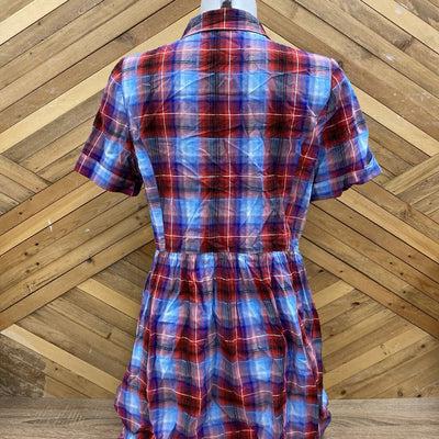 G.H.Bass & Co - Women's Button-Up Plaid Dress: Red/Blue-women-MD