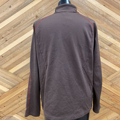 Salomon - Men's 1/2-Zip Fleece Jacket - MSRP comp $150: Brown/Red-men-XL