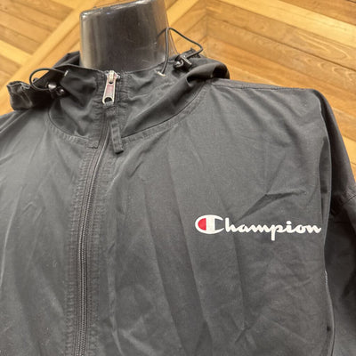 Champion - 1/2-Zip Windbreaker Jacket: Black-unisex-XL