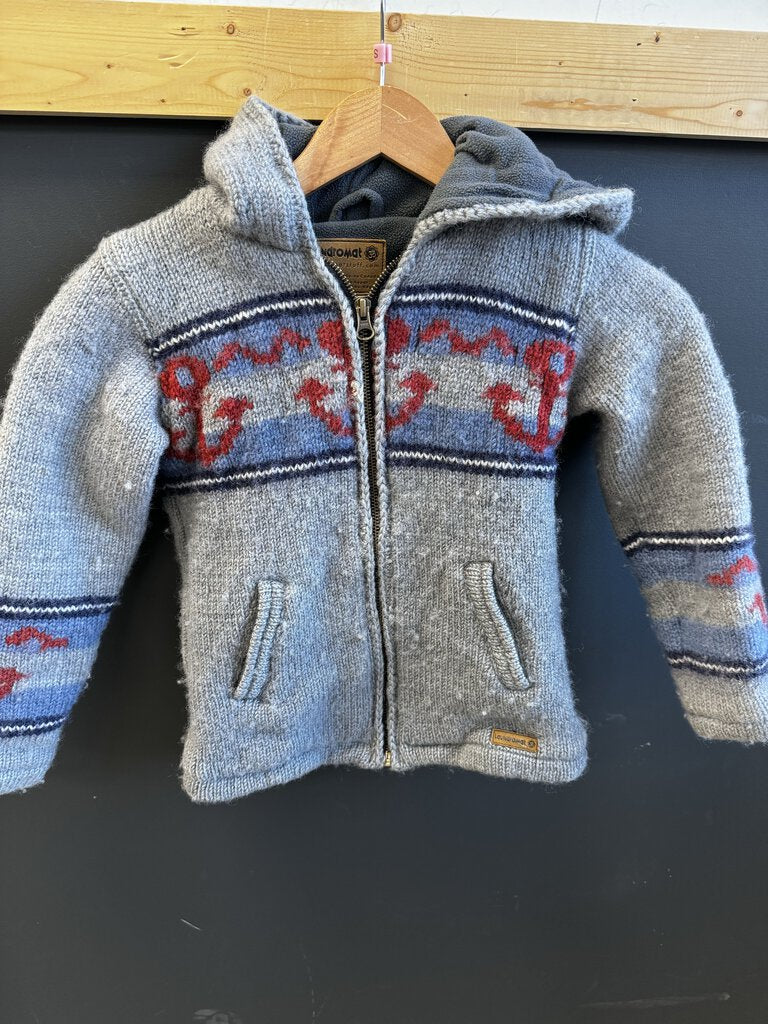 Laundromat - Kids Insulated Knit Hooded Jacket - MSRP $100: Grey/Blue/Red-children-M