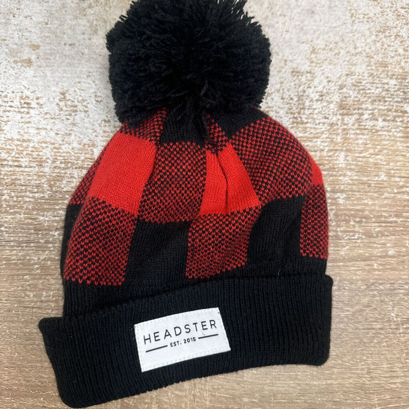 Headster- pompom toque : red black --