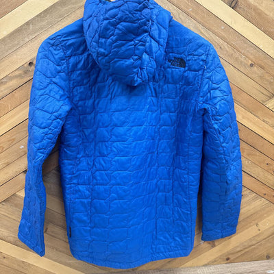 The North Face - Thermoball hooded Boys' Blue Insulated Jacket: blue-boys-large