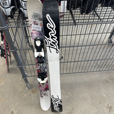 Line- Girl's Skis Snow Angel 100 Salomon bindings- MSRP $415 +$119: Whte/pink/Purple --100