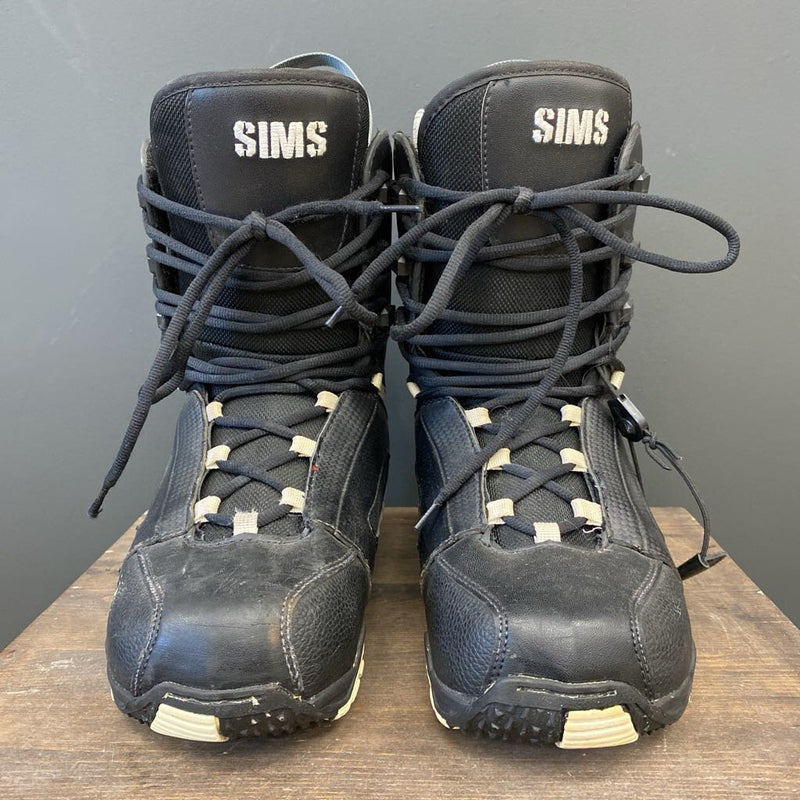 SIMS - Lace Snowboard Boots - MSRP comparable $159: Black White -men-8M