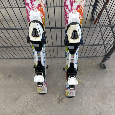 TecnoPro - Sweety Downhill Skis - TechnoPro TC45 Bindings - MSRP $200: White/Splatter Colours-children-120cm