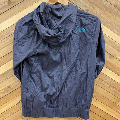 The North Face - Women's WindWall Hooded Windbreaker Jacket - MSRP $135: Grey/Blue-women-XS