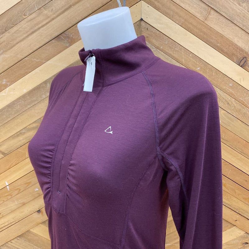 Paradox - womens 1/4 Zip Long Sleeve: Burgundy -women-SM