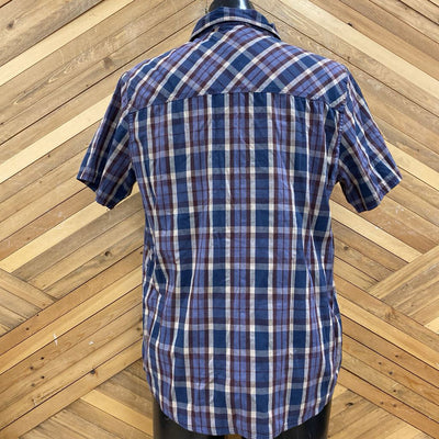 HippyTree - Men's Button-Up Plaid Shirt - MSRP $90: Blue/Burgundy-men-MD