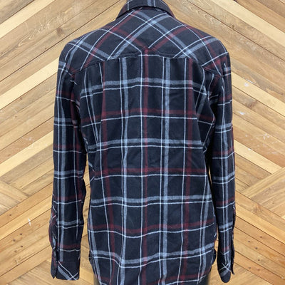 Icebreaker- Men's Merino 200 Dawnder Long Sleeve Flannel Shirt Plaid- MSRP $260: Burgundy/Black -men-MD