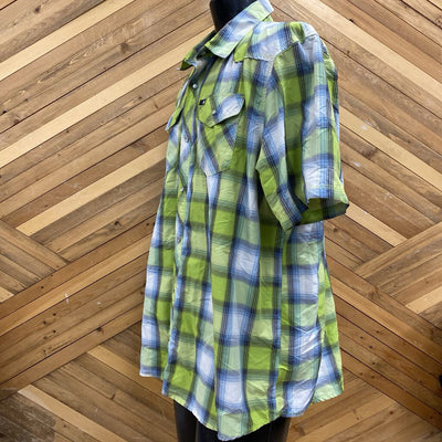 The North Face - Men's S/S Button-Up Shirt - MSRP $100: Green/Blue/White-men-XL