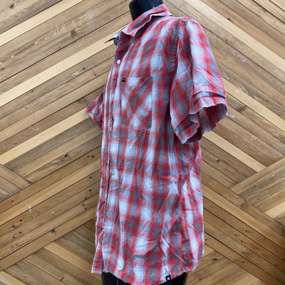 Hurley - Men's Plaid S/S Button-Up Shirt: Red/White/Grey-men-XL