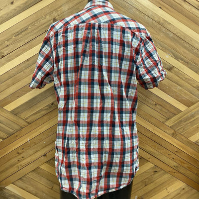 Quiksilver - Men's Plaid S/S Button-Up Shirt - MSRP $72: White/Red/Navy-men-2XL