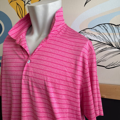 Puma - Men's Striped Polo Shirt - MSRP comp $70: Pink-men-XL